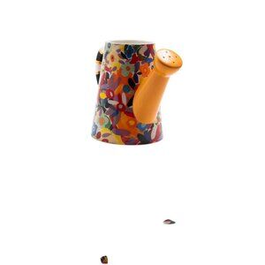 MacKenzie-Childs Avant Garden Watering Can 8" Ceramic Floral & Striped Design